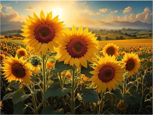 Tile mural sunflower field - sunflower,