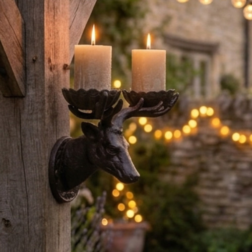 Deer head candle holder cast - holder,