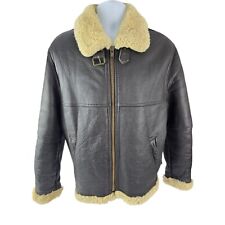 British Vintage Unisex Leather Shearling Bomber Sheepskin Aviator Flight Jacket