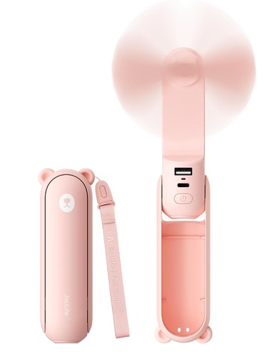 Pink portable hand fan - in,