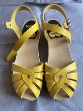 Swedish Hasbeens Yellow Sandals / Clogs, Size 37, Low Heel