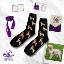 ITALIAN SPINONE SOCKS ORANGE & BROWN ROAN  DOG GIFT  BLACK UK 5-11 UNISEX