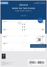 Filofax A5 size 2026 Diary Week On Two Pages Insert Refill 26-68522