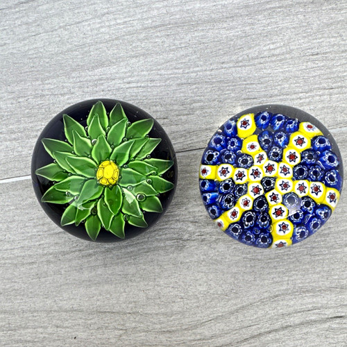 2pc art glass floral flower - glass,