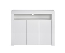 Sideboard Cabinet White 3 Door Display Case Storage Cupboard Buffet with Lights