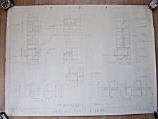 Vintage original architectural design drawing, lintel construction 76cm x 56cm