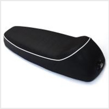 Vespa Sprint Super VNB VBB 125 150 200 Dual Seat & lock in Black / White Piping