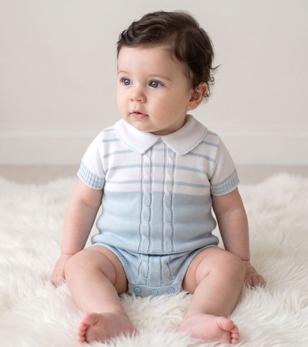 Baby boy romper - boy, knitted