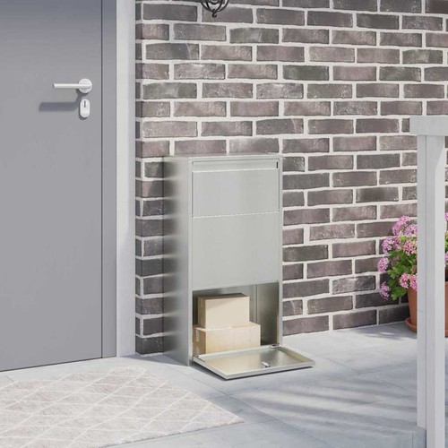 Silver outdoor parcel drop box - drop,