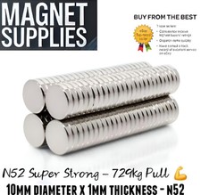 N52 10mm x 1mm Neodymium Disc