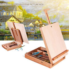 Wooden Table Box Easel Stand Storage Case Adjustable Desktop Artist Drawing Box
