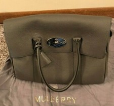 Mulberry Bayswater Mole Grey Gray Large Heritage Pebbled Grain Leather Handbag!