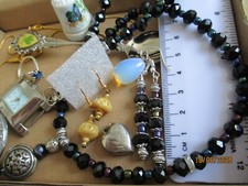 Mixed lot jewellery necklace earrings Bric/brac spoon