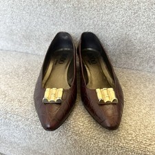 RODO Brown Leather Made in ITALY Shoes Gold buckle size EU36/UK3 Kitten Heel