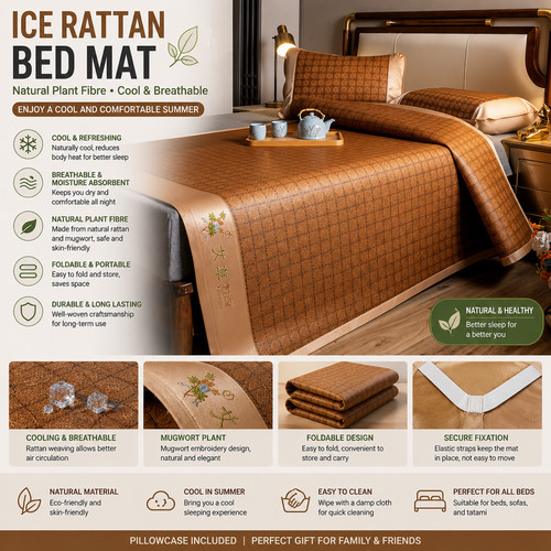 Ice rattan bed mat - rattan,
