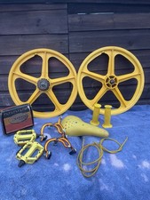 Old School Bmx Yellow Skyway Tuff II Mags Gold Brakes Wellgo Pedals Grips Look