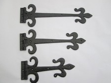 1 pair CAST IRON FLEUR DE LYS DECORATIVE FANCY GOTHIC OLD TUDOR GATE DOOR HINGES