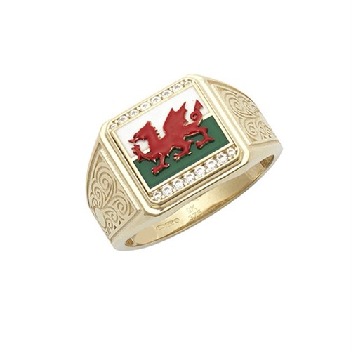 9ct yellow gold welsh - welsh, dragon