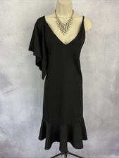Zara Dress UK 14 Black V Neck