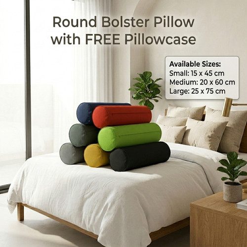Round bolster pillow with free - round,