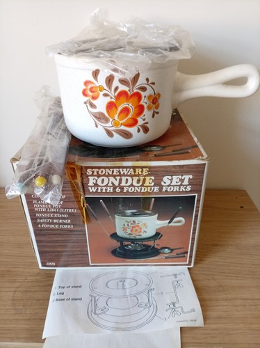 Vintage fondue set with - vintage, 6
