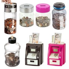 Digital Coin Counter LCD Display Jumbo Jar Sorter Money Box Counts Coins
