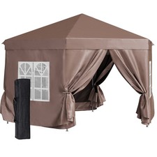 Outsunny 4x4m Garden Gazebo Tent Outdoor Metal Adjust Sun Shade w/ Zippered Net