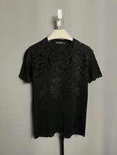 Dolce & Gabbana D&G Floral Tonal Velvet Embossed Cotton Crew Neck T-Shirt Men
