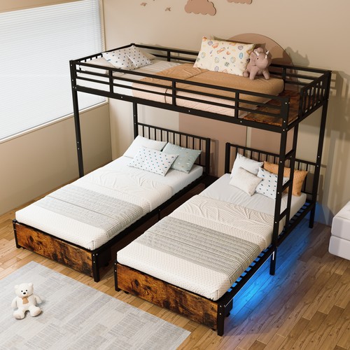 Triple bunk bed for kids - bed,