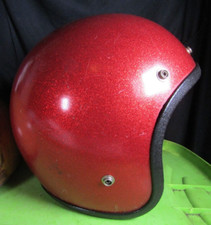 Western Y-30 Vintage Red Metal Flake Helmet #17 1960-1970 Bell Style Helmet