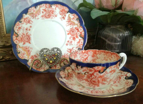 Victorian floral china - china, trio