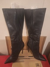 Topshop Black Leather Stiletto Knee High Heel Boots UK8/EU41