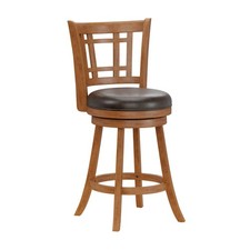Fairfox Swivel Stool with Rectangular Lattice Back, Counter Height, Oak