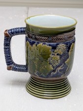 Rare French Antique 19th Century Sarreguemines Majolica Tankard Mug c1870