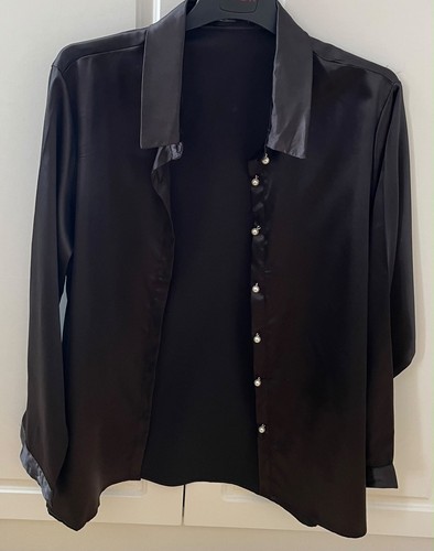 Elegant black satin - elegant, blouse