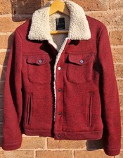 Zara Red Marl Knit Sherpa Lined Trucker Style Jacket MEDIUM 38" Chest 