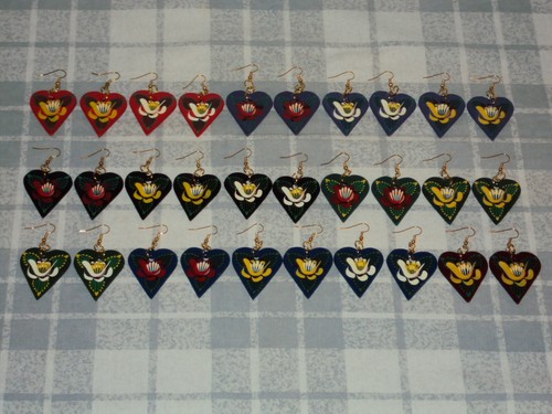 Wooden heart shaped earrings - shaped,