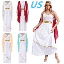 Womens Ancient Greek God Fancy Dress Up Roman Empress Queen Toga Cosplay Costume