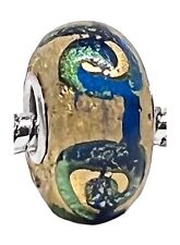 Yummy handmade gold foil glass bracelet bead charm single silver core