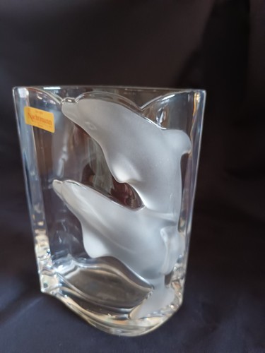 Nachtmann frosted dolphin vase - frosted,