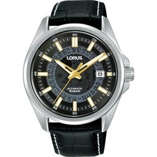 Lorus Mens Automatic Watch Black Dial Black Strap RU411AX9 RRP £154.99 date 100m