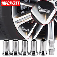 10Pcs TR414 Chrome Car Tire Wheel Tyre Valve Stem Hex Caps + Sleeve Covers