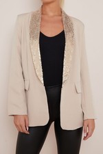 Women’s White Sequin Lapel
