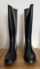 Vintage Tall Black rubber Riding Boots U.K. 7 Narrow Feet Slim Leg England Made
