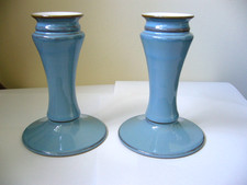 DENBY COLONIAL BLUE 2 X CANDLE STICKS GOOD/VERY GOOD USED CONDITION U