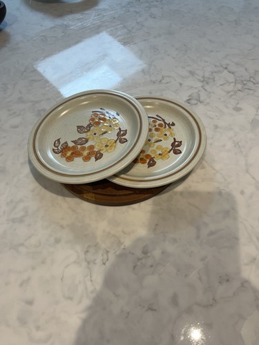 Pair homespun stoneware - pair,