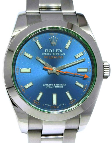 Rolex milgauss steel blue dial - rolex,