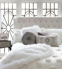 Designer White Fur Throw -