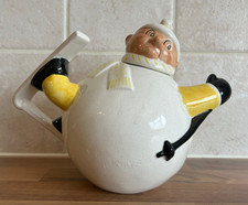 Carlton Ware Skier Teapot Yellow Colourway Limited Edition 1980s By Roy Simpson