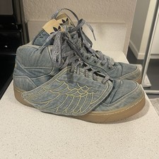 Adidas Jeremy Scott Wings Denim Shoes Mens 9.5 Blue Lace Up